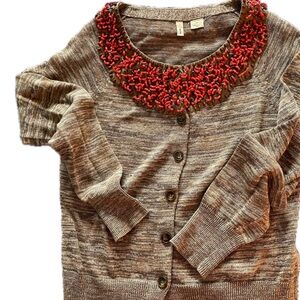 Anthropologie Moth Jewelers Choice Beaded Cardigan Like New M